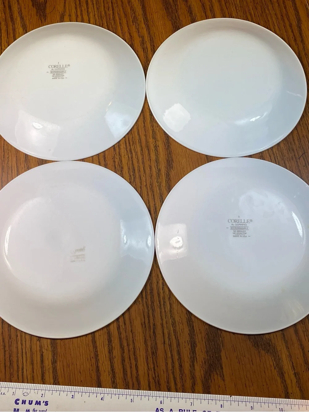4 White Corelle Salad Bread Dessert 6.75” Plates plate
